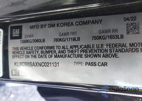 2022 Chevrolet Spark Fwd Ls Automatic from USA, damaged, VIN KL8CB6SAXNC021131